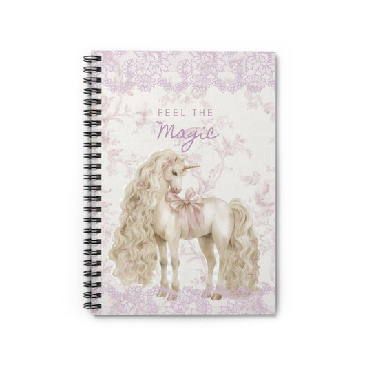 Feel the Magic Unicorn Spiral Notebook — Ruled Journal for Girls & Gifts
