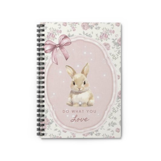 Bunny "Do What You Love" Spiral Notebook — Floral Pink Ruled Journal